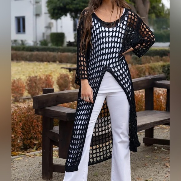 Black Crochet Cover-Up - Picture 2 of 7